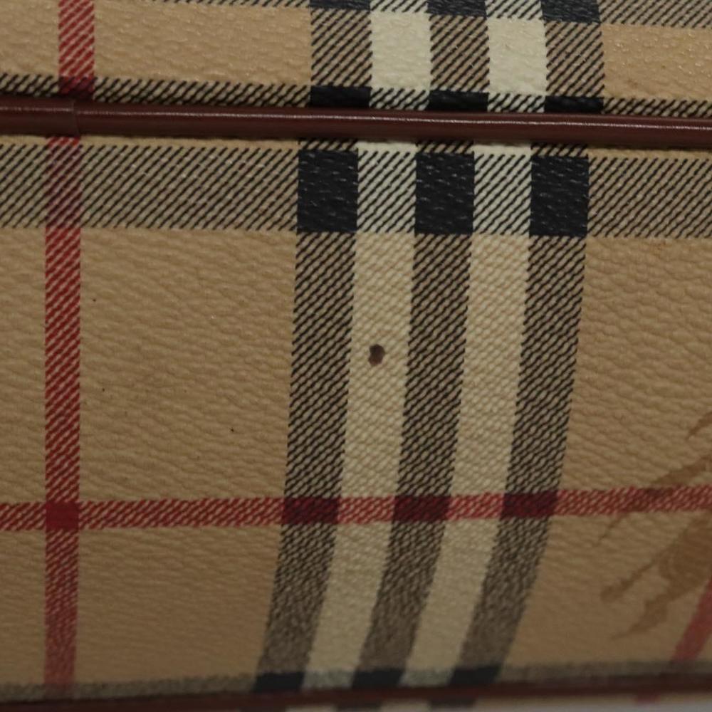 BURBERRY Nova Check Hand Bag PVC Beige Brown gold Auth 110504 - Picture 8 of 16